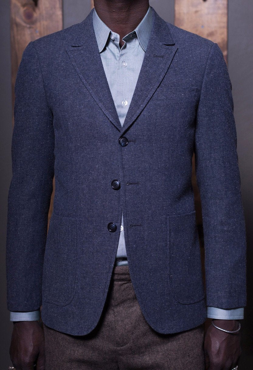 3 Button Sack Coat Blazer - Bykowski Tailor & Garb semi peak lapel Wool slim fit tailored fit vintage inspired peaky blinders Made in USA Handcrafted English Tweed Gatsby Edwardian Casual Dapper Classic 1930's 1920's 1910's 1800's