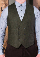 Bykowski Tailor & Garb Wool slim fit tailored fit prohibition peaky blinders heritage clothing Gatsby English Tweed Dapper double breasted waistcoat Edwardian Barbershop 6 button 1930's 1920's 1910's Winter tweed Rustic Made in USA Handcrafted