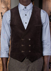 Bykowski Tailor & Garb peaky blinders Gatsby Vest tailored waistcoat slim fit Made in USA heritage clothing Edwardian double breasted Dapper Corduroy brown Barbershop 1930's 1910's prohibition