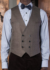 Bykowski Tailor & Garb tailored fit slim fit Wool Made in USA Linen lapel vest heritage clothing Handcrafted Edwardian double breasted waistcoat double breasted Dapper Casual Barbershop 1930's 1910's