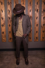 Brushed Denim Walking Jacket-Btkowski Tailor & Garb tailored fit vintage inspired Victorian peaky blinders semi peak lapel Made in USA heritage clothing Handcrafted Edwardian Gatsby Dapper Casual 1920's 1910's 1800's