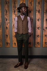 Bykowski Tailor & Garb classic notch back trousers English Tweed Wool vintage inspired suspenders tailored fit slim fit prohibition Rustic peaky blinders Made in USA herringbone heritage clothing Edwardian Dapper Barbershop 1920's 1910's