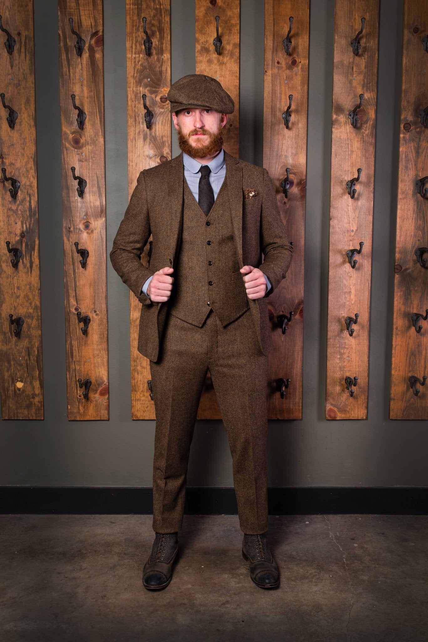 Classic Tweed Suit-Bykowski Tailor & Garb Wool vintage inspired slim fit prohibition peaky blinders Made in USA high armholes heritage clothing Handcrafted Gatsby English Tweed Edwardian Dapper Classic brown 1930's 1920's 1910's