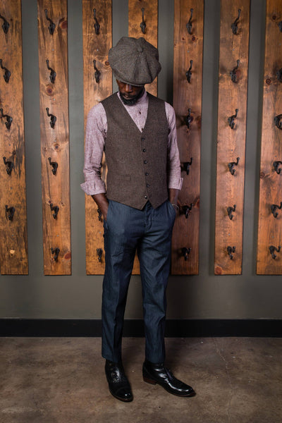 New MensTonal Brown Tweed Check Waistcoat Herringbone Formal Tailored Fit Vest e New MensTonal Brown Tweed Check Waistcoat Herringbone Formal Tailored Fit Vest e