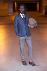 Curved Peak jacket - Bykowski Tailor & Garb Handcrafted Wool Windowpane tailored fit vintage inspired prohibition Made in USA Edwardian Dapper Classic 1930's 1920's 1910's