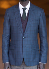 Curved Peak jacket - Bykowski Tailor & Garb Handcrafted Wool Windowpane tailored fit vintage inspired prohibition Made in USA Edwardian Dapper Classic 1930's 1920's 1910's