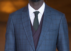 Curved Peak jacket - Bykowski Tailor & Garb Handcrafted Wool Windowpane tailored fit vintage inspired prohibition Made in USA Edwardian Dapper Classic 1930's 1920's 1910's