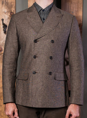 Curved peak lapel 3x6 double breasted jacket-Bykowski Tailor & Garb slim fit Victorian vintage inspired tailored fit Rustic prohibition Railroad peaky blinders heritage clothing Gatsby Edwardian Casual 6 button 1930's 1920's 1910's 1800's double breasted jacket Made in USA Handcrafted