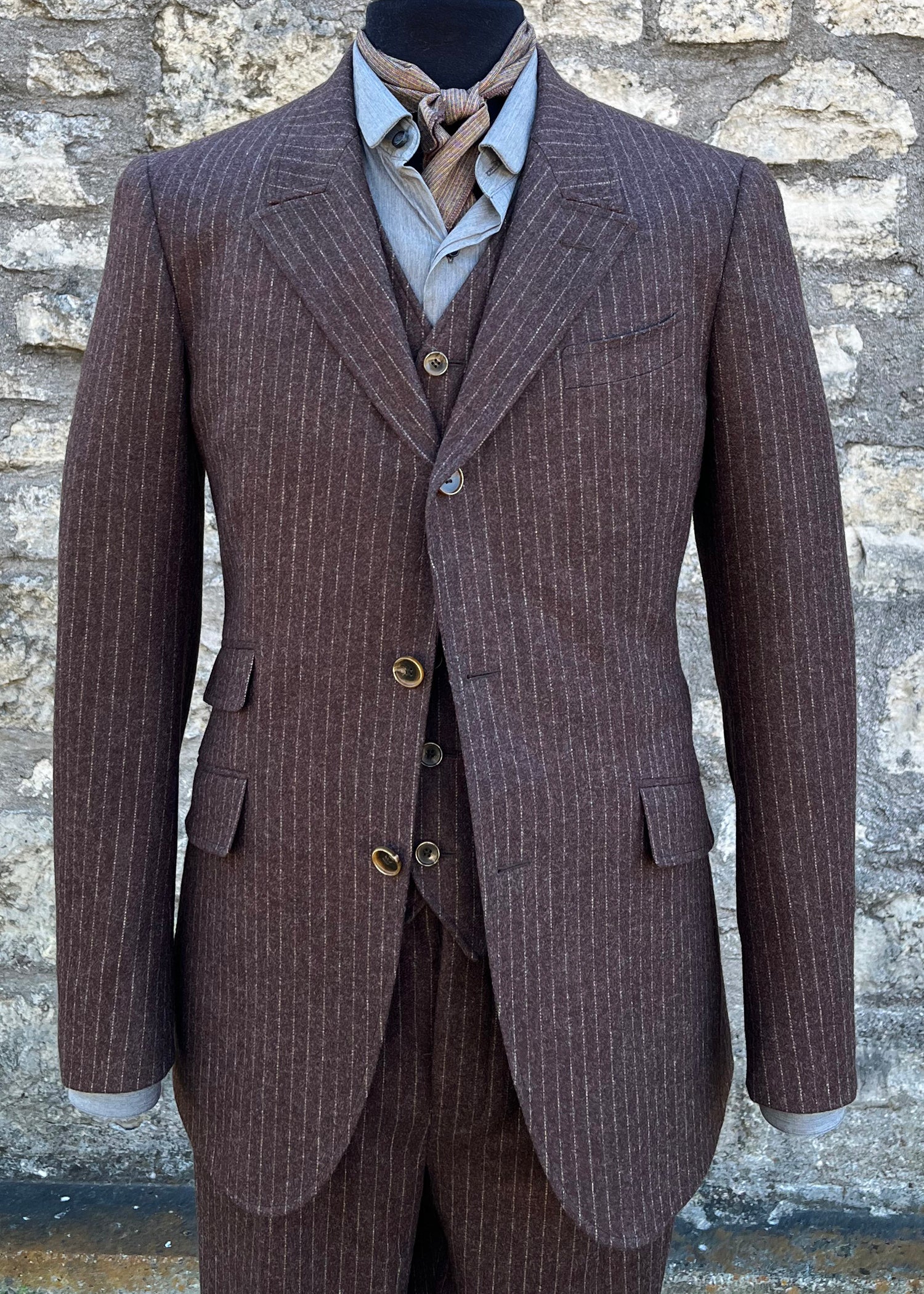 Fast Back Pleat Suit-Tweed Stripe
