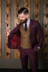 Formal Suit-Bykowski Tailor & Garb Burgundy Wool Classic