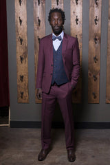 Formal Suit-Bykowski Tailor & Garb Burgundy Wool Classic