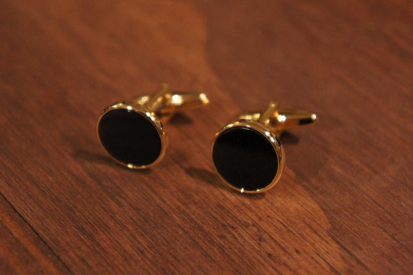 Onyx and Gold Square Cuff Links