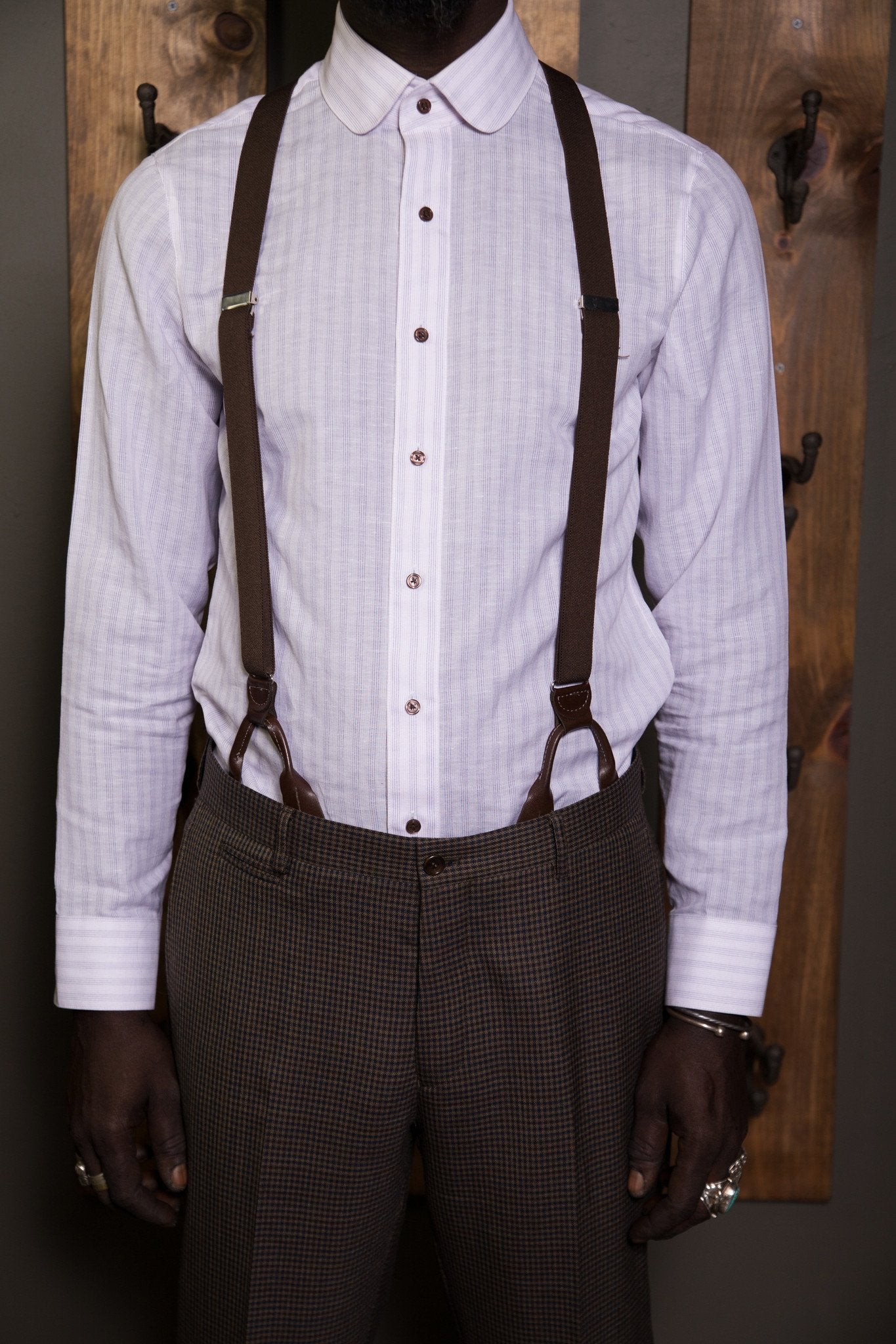 Linen Stripe Club collar Shirt-Bykowski Tailor & Garb Linen prohibition slim fit tailored fit vintage inspired heritage clothing Made in USA Gatsby Classic Dapper Edwardian 1930's 1920's 1910's