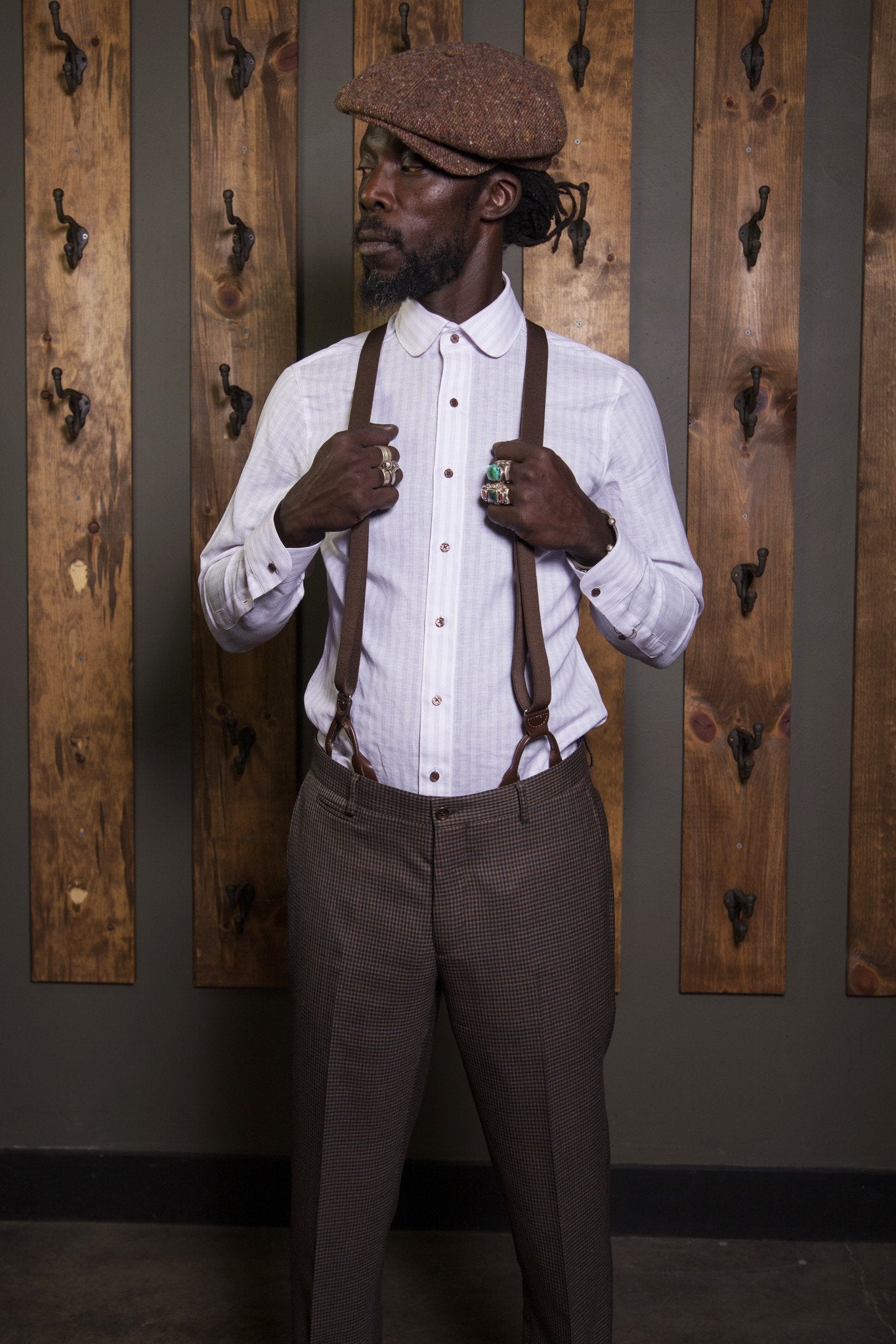 Linen Stripe Club collar Shirt-Bykowski Tailor & Garb Linen prohibition slim fit tailored fit vintage inspired heritage clothing Made in USA Gatsby Classic Dapper Edwardian 1930's 1920's 1910's