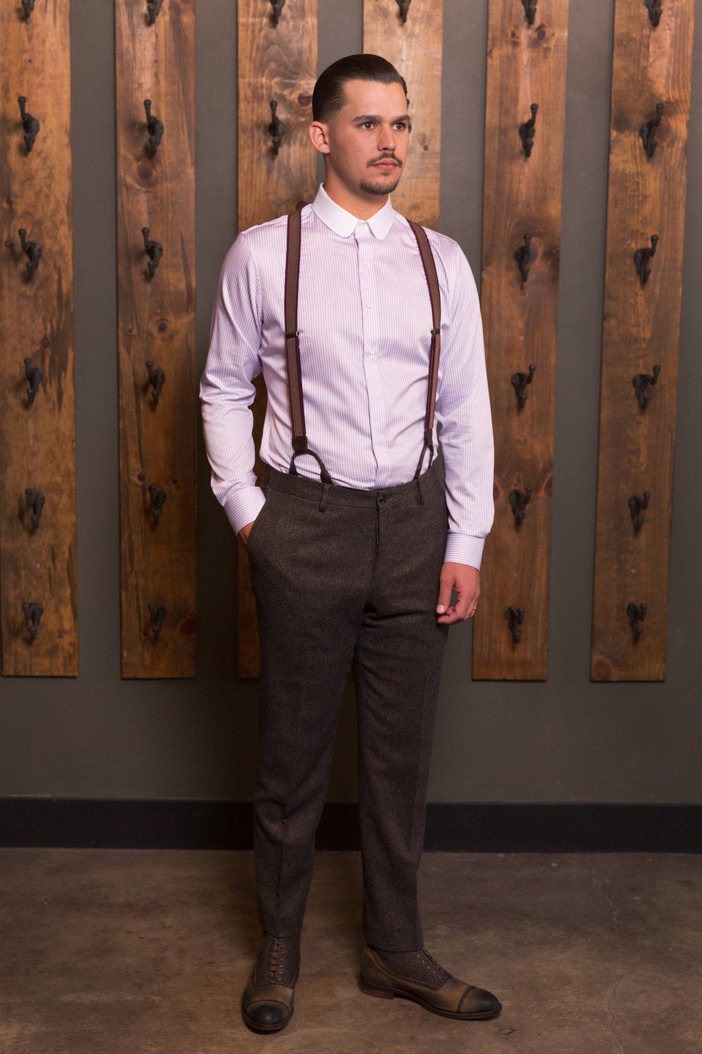 rounded contrasting collar shirt-Bykowski Tailor & Garb prohibition slim fit tailored fit vintage inspired Made in USA peaky blinders Handcrafted heritage clothing Dapper Gatsby Classic 1930's 1920's 1910's 1800's