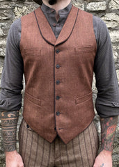 Samson 6 Button Shawl Lapel Waistcoat- Rust