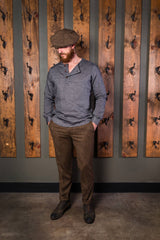 Slant Placket shirt-Bykowski Tailor & Garb tailored fit vintage inspired Industrial prohibition Railroad Linen Made in USA hand crafted heritage clothing Edwardian Casual 1910's 1800's