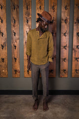 Slant Placket Shirt - Gold Linen