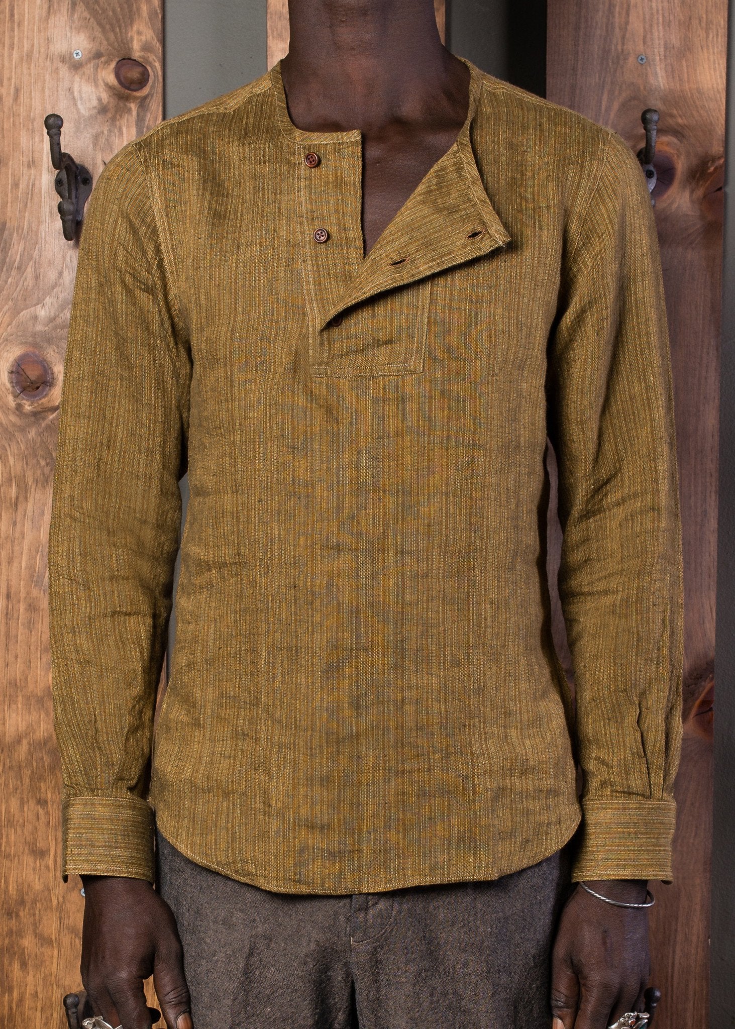 Slant Placket Shirt -Bykowski Tailor & Garb vintage inspired tailored fit Frontier Railroad prohibition Rustic Made in USA heritage clothing Handcrafted Edwardian Casual 1920's 1910's 1800's