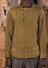 Slant Placket Shirt - Gold Linen