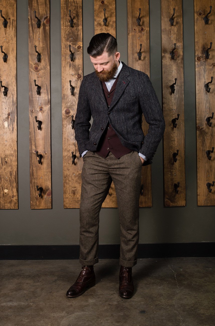 The 1922- Bykowski Tailor & garb vintage inspired tailored fit Wool tweed Rustic peaky blinders prohibition Made in USA heritage clothing Handcrafted Edwardian English Tweed Dapper Classic Barbershop 1930's 1920's 1910's
