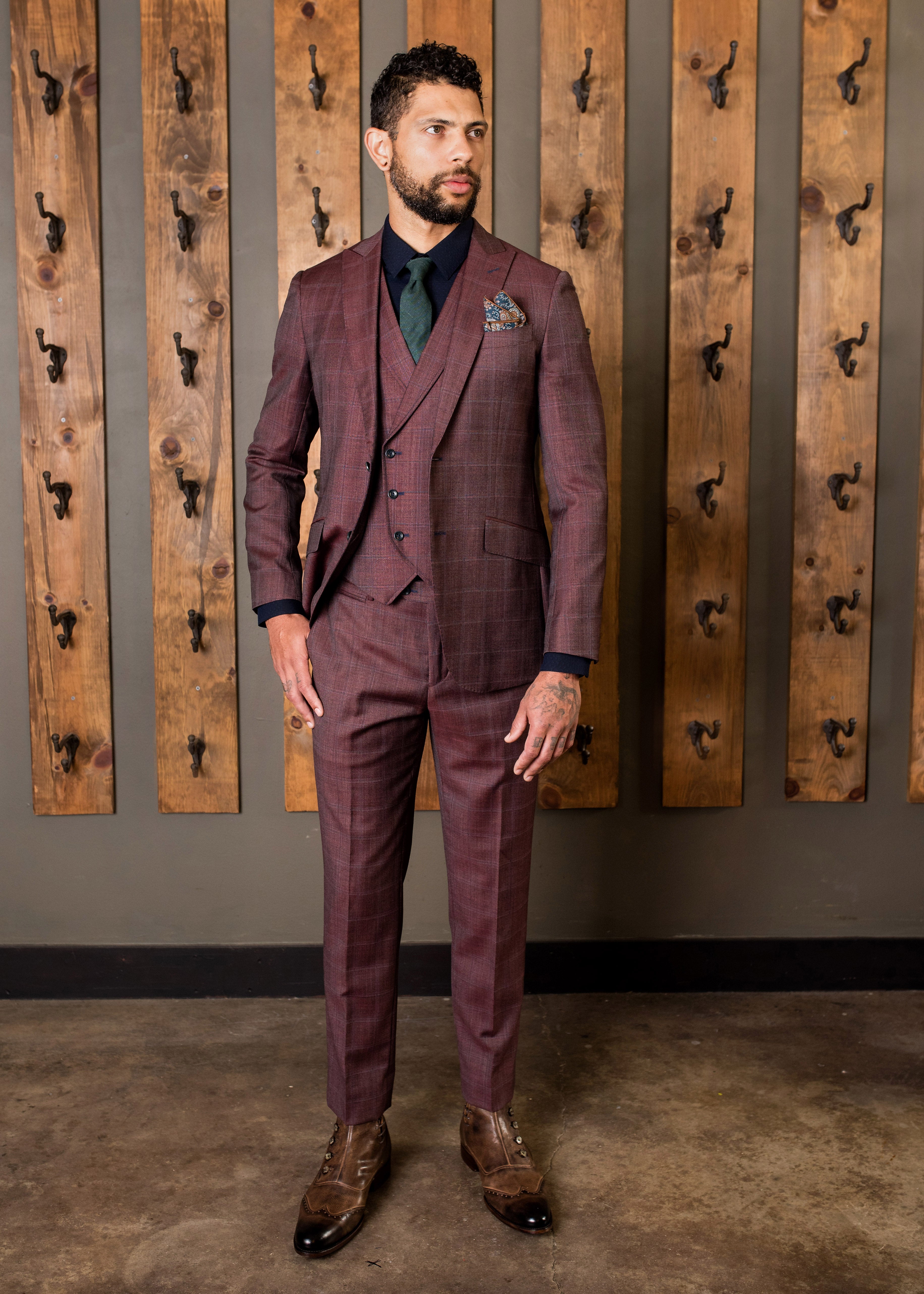 Violet Classic Peak Slant Pocket Suit