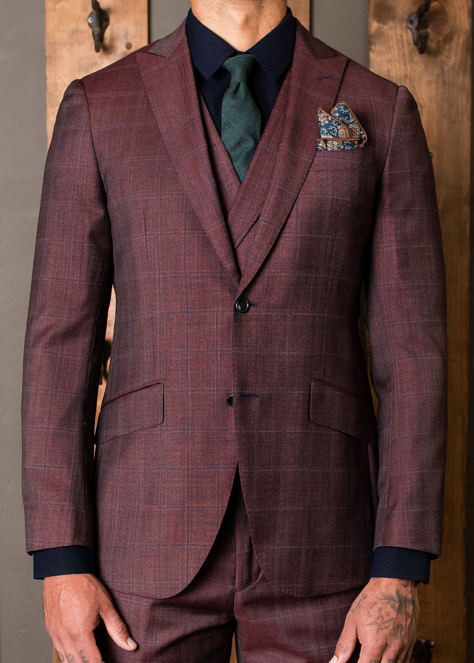 Violet Classic Peak Slant Pocket Suit