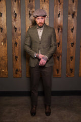 Western Shawl Jacket-Bykowski Tailor & Garb tailored fit slim fit Windowpane Shawl Lapel Rustic Made in USA heritage clothing Handcrafted Gatsby Edwardian Dapper 1930's 1920's 1910's
