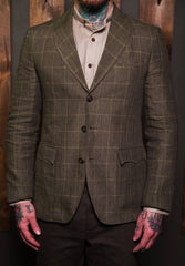 Western Shawl Jacket-Bykowski Tailor & Garb tailored fit slim fit Windowpane Shawl Lapel Rustic Made in USA heritage clothing Handcrafted Gatsby Edwardian Dapper 1930's 1920's 1910's