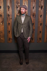 Western Shawl Jacket-Bykowski Tailor & Garb tailored fit slim fit Windowpane Shawl Lapel Rustic Made in USA heritage clothing Handcrafted Gatsby Edwardian Dapper 1930's 1920's 1910's