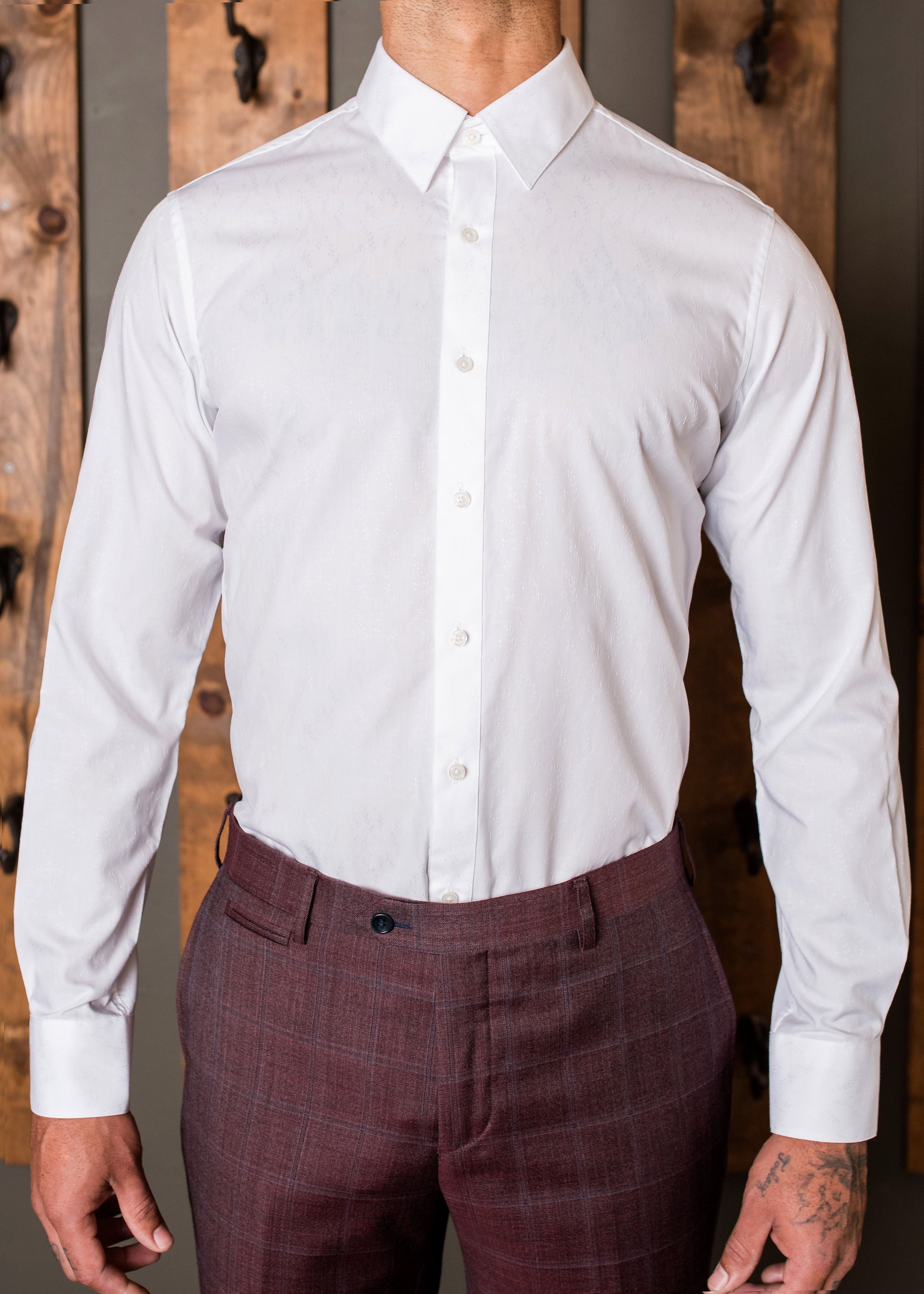 White Floral Standard Spread Shirt