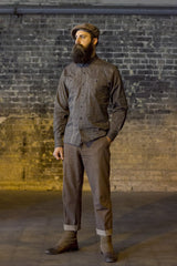 Earl Grey Work shirt-Bykowski Tailor & Garb tailored fit vintage inspired Railroad prohibition Made in USA Handcrafted heritage clothing Edwardian Denim Casual 1930's 1920's 1910's