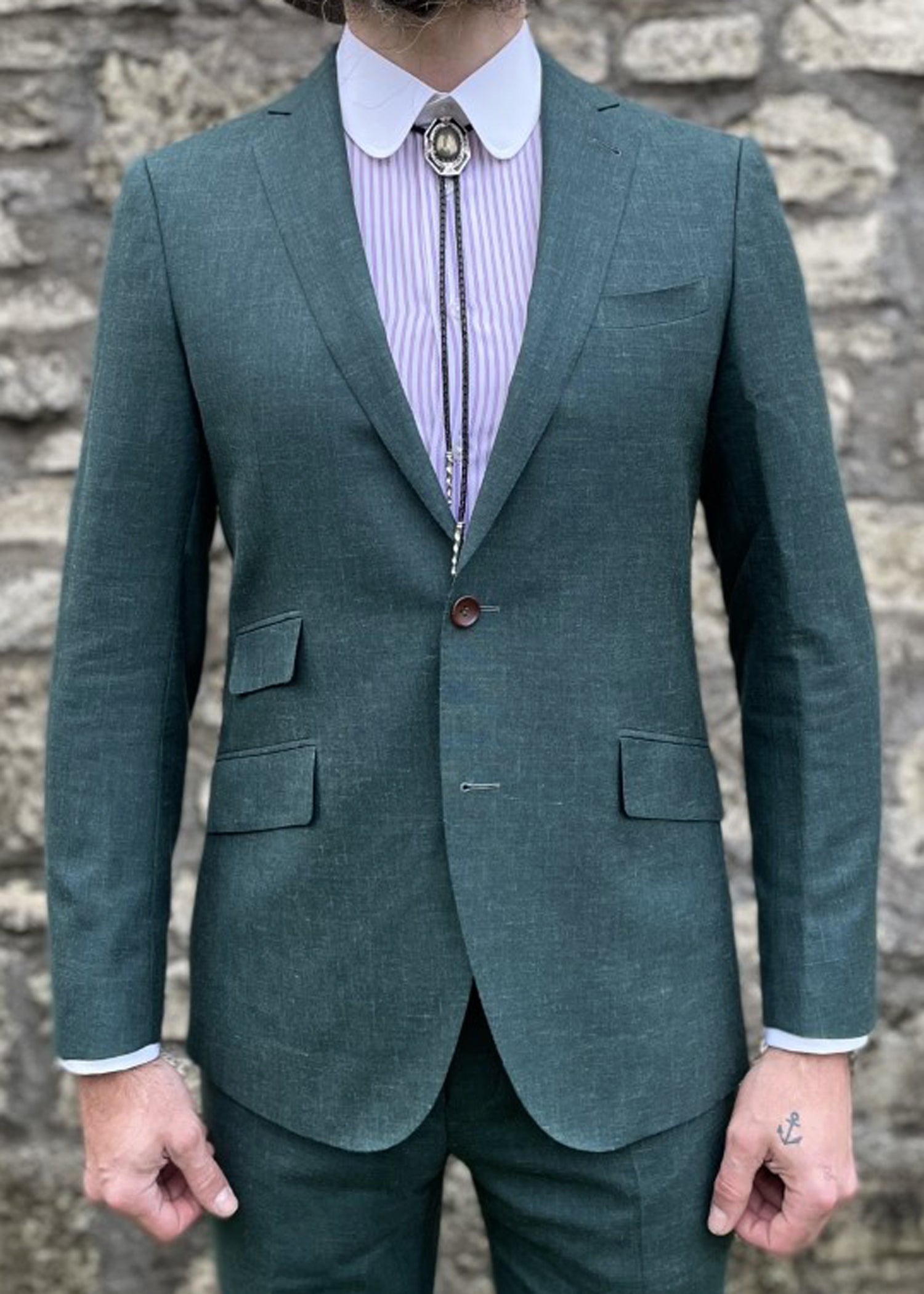 Notch Ticket Pocket Suit-Green