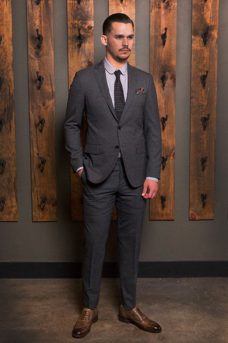 Mens Notch Lapel Two-Piece Light Grey Suit - Elegance Redefined