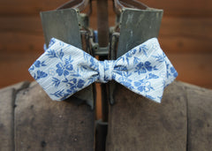 Light Blue with Blue Floral Diamond Bow Tie