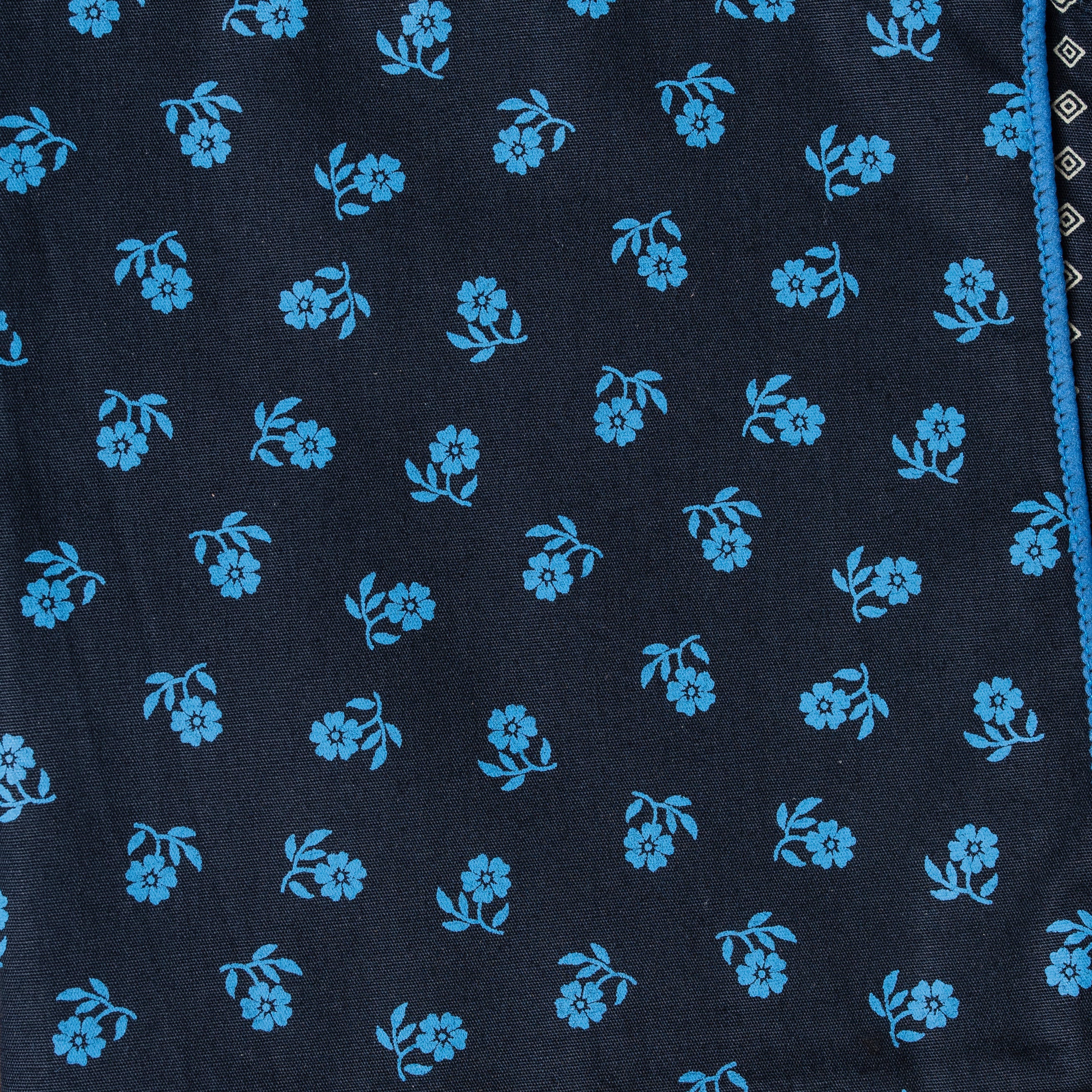 Reversible Navy with Light Blue Flowers Pocket Square