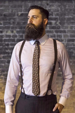 Navy and Brown Suspenders for Men Online