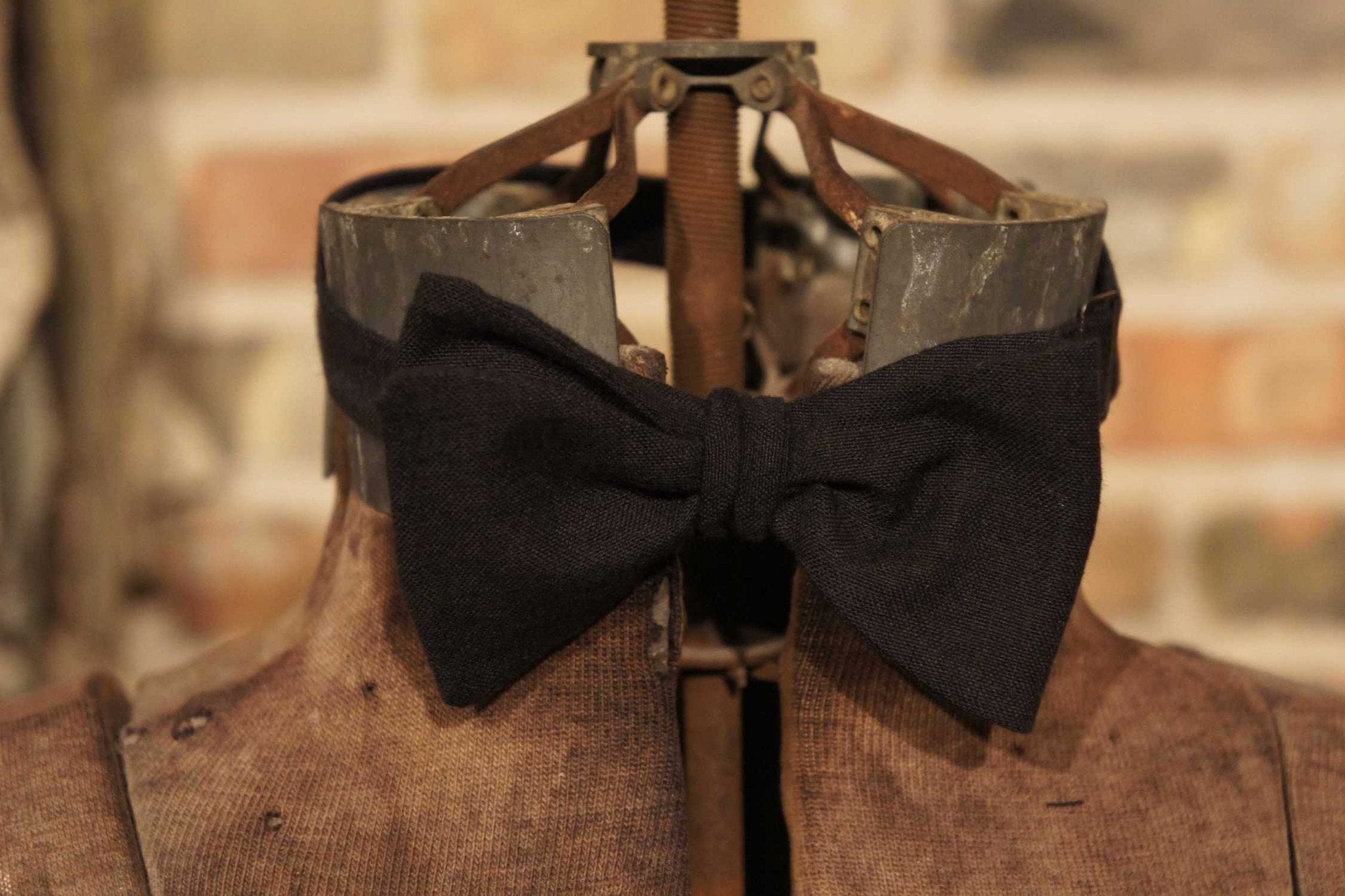 Black Cotton - Edwardian 1920's 1930's dandy cotton bowtie BYBT-HL04 1 - Bykowski Tailor & Garb