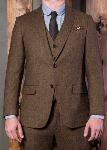 Classic Tweed Suit-Bykowski Tailor & Garb Wool vintage inspired slim fit prohibition peaky blinders Made in USA high armholes heritage clothing Handcrafted Gatsby English Tweed Edwardian Dapper Classic brown 1930's 1920's 1910's