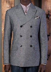 Curved peak lapel double breasted jacket-Bykowski Tailor & Garb Victorian Wool vintage inspired tailored fit Rustic prohibition Railroad peaky blinders Linen heritage clothing Edwardian Dapper Casual 1930's 1920's 1910's 1800's Curved Peak Lapel double breasted jacket Made in USA Handcrafted