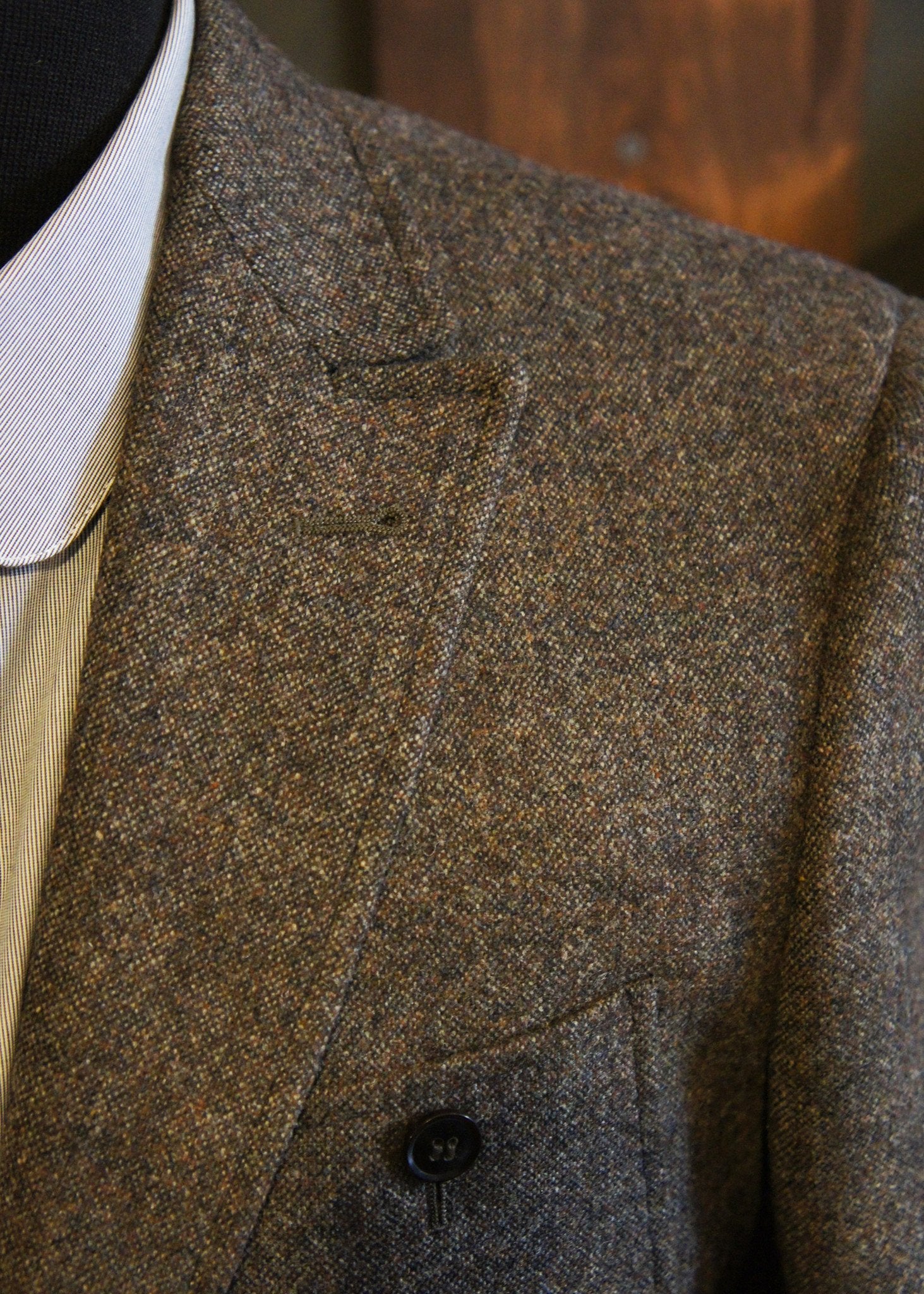 Derby Tweed Suit-Bykowski Tailor & Garb English Tweed sack coat peaky blinders prohibition semi peak lapel tailored fit slim fit Wool heritage clothing Gatsby Edwardian Dapper Classic Casual 1930's 1920's 1910's vintage inspired tweed Rustic Made in USA Handcrafted