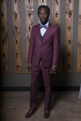 Formal Suit-Bykowski Tailor & Garb Burgundy Wool Classic