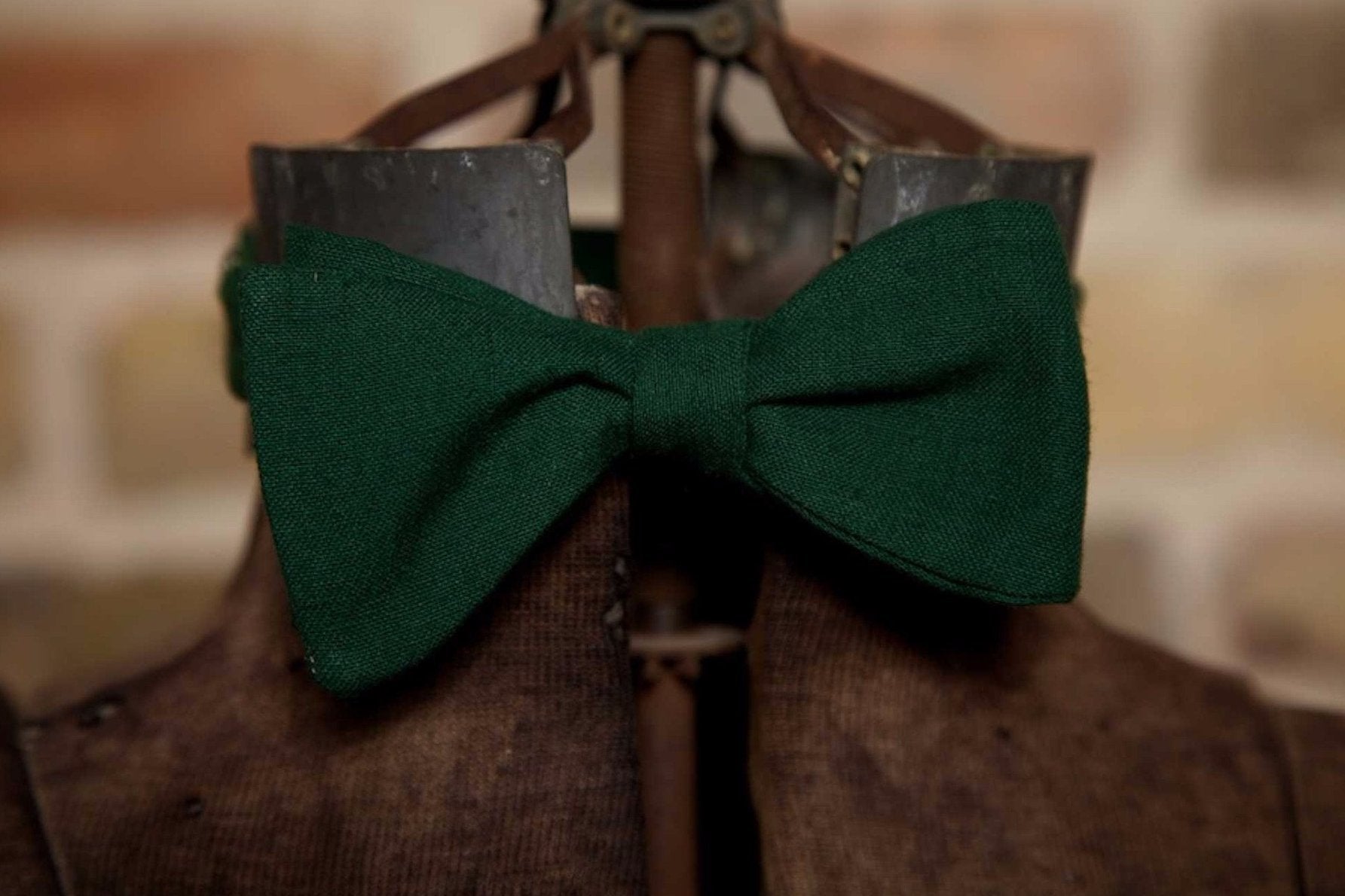 Green Cotton - Edwardian 1920's 1930's dandy cotton bowtie BYBT-HL05 1 - Bykowski Tailor & Garb