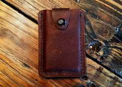 Kodiak Leather Snap wallet- Bykowski Tailor & Garb- Minimalist Bear Kodiak Wallet Rustic Made in USA leather handcrafted Gift