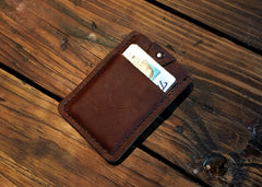 Kodiak Leather Snap wallet- Bykowski Tailor & Garb- Minimalist Bear Kodiak Wallet Rustic Made in USA leather handcrafted Gift