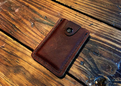 Kodiak Leather Snap wallet- Bykowski Tailor & Garb- Minimalist Bear Kodiak Wallet Rustic Made in USA leather handcrafted Gift