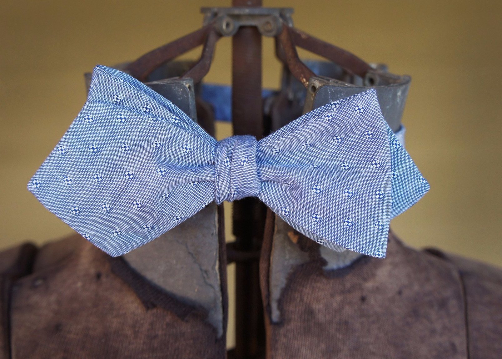 Light Blue Embroidered Shapes Bowtie