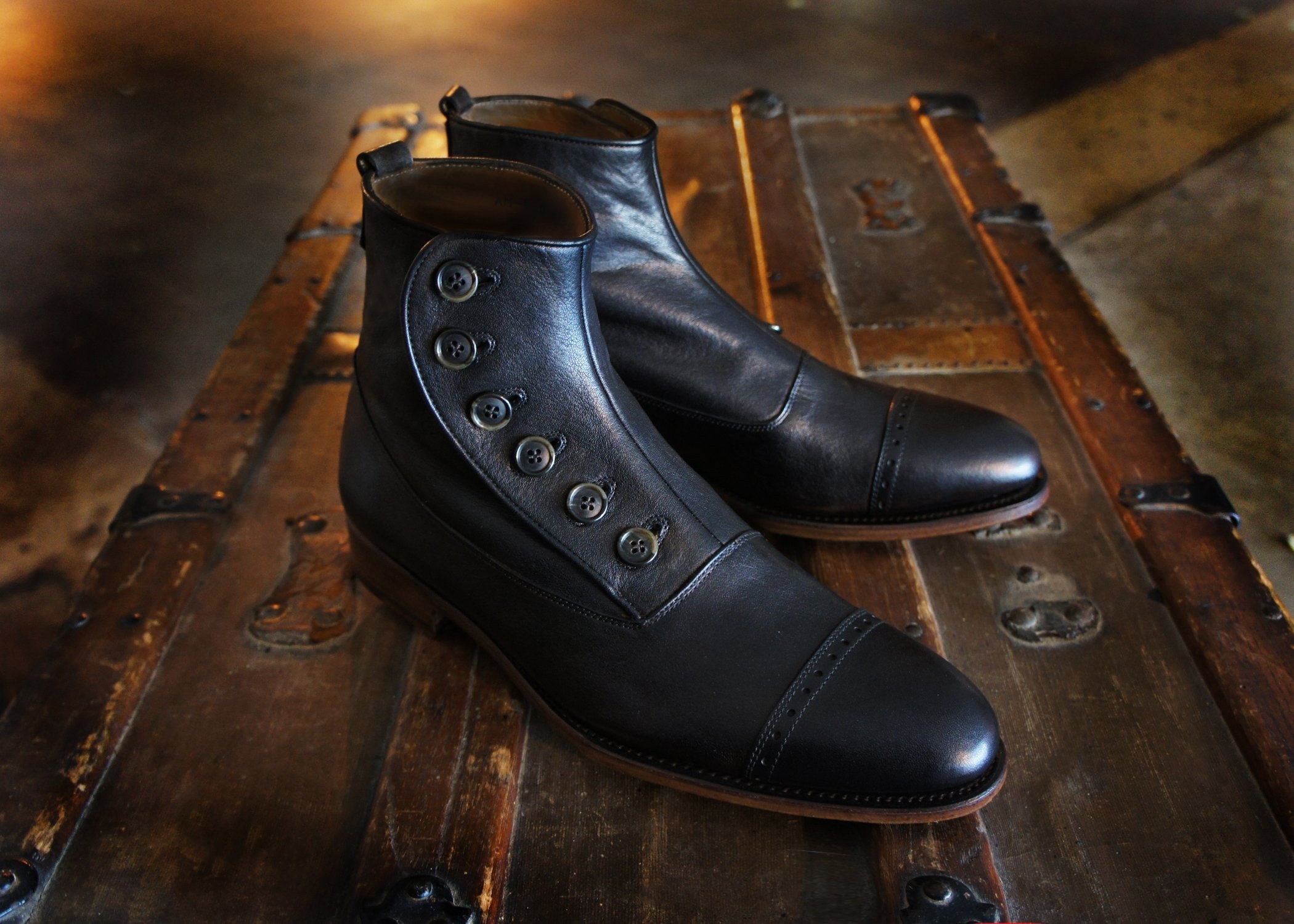 Merganser Button Boot Black ( made to order only)