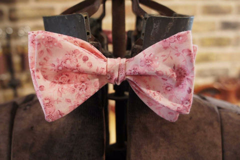 Pink Floral - Edwardian 1920's 1930's dandy cotton bowtie BYBT-vinh066 1 - Bykowski Tailor & Garb