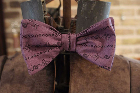 Purple Floral Stripe - Edwardian 1920's 1930's dandy cotton bowtie BYBT-vin048 1 - Bykowski Tailor & Garb